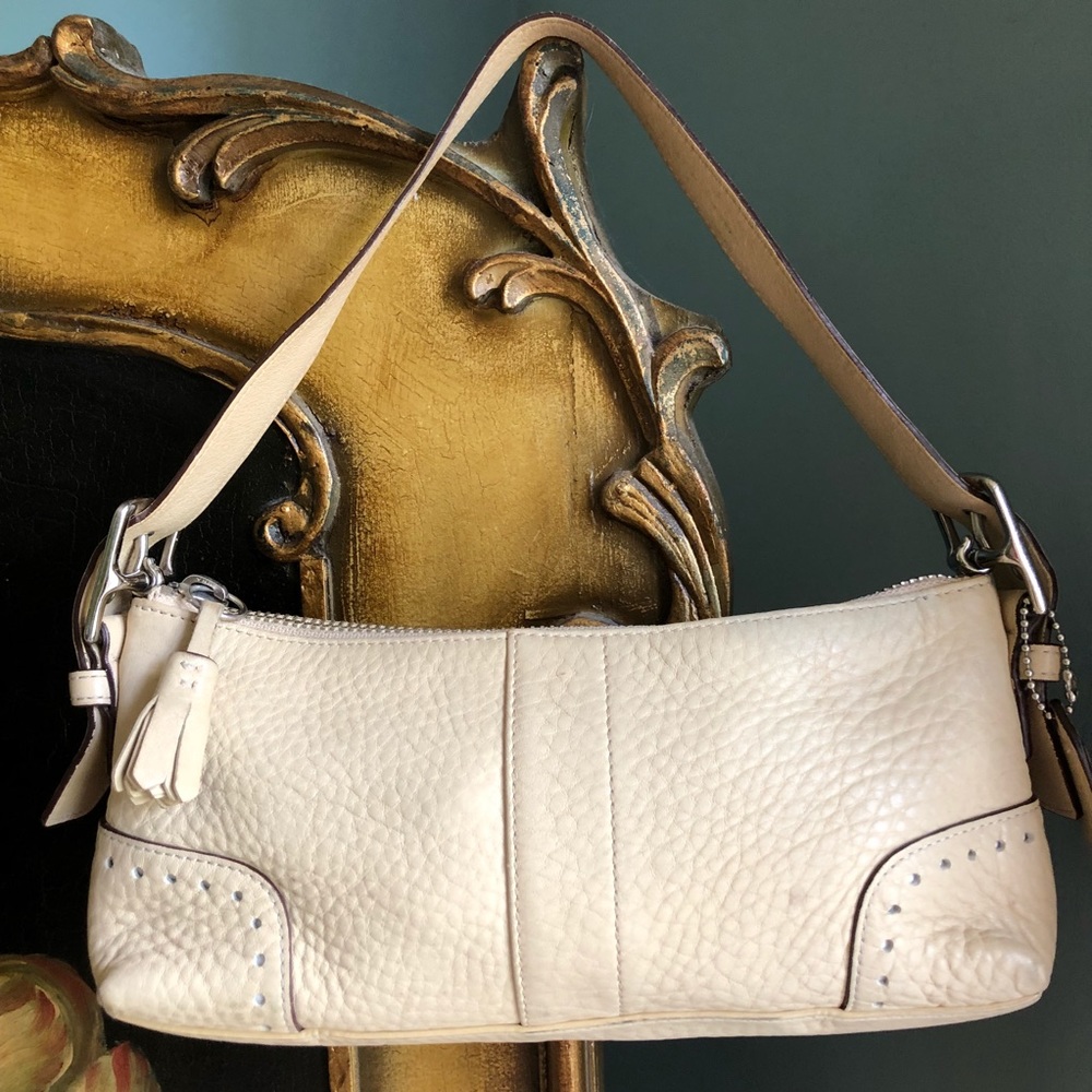 Cream Leather Coach Purse